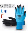 Guantes impermeables y térmicos de poliéster y látex azul
