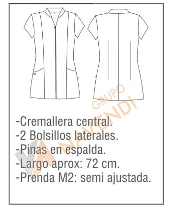 Casaca de microfibra de manga corta con cremallera y bolsillos para peluquería y esteticistas