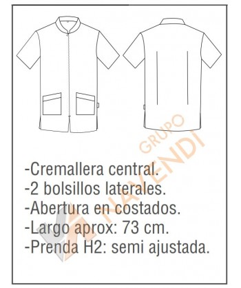 Casaca de microfibra de manga corta con cremallera y bolsillos para peluquería y esteticistas