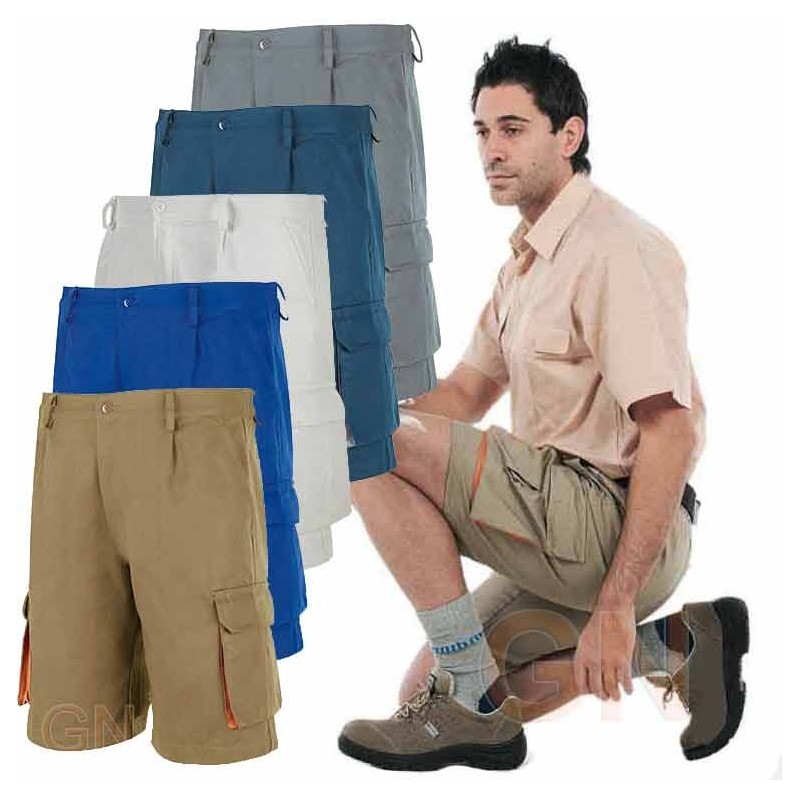 Pantalón bermuda combinado de algodón