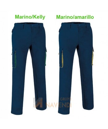 Pantalones multibolsillos de sarga con colores combinados