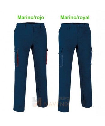 Pantalones multibolsillos de sarga con colores combinados