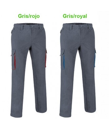 Pantalones multibolsillos de sarga con colores combinados