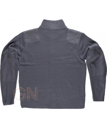 Chaqueta de punto con cierre de cremallera y refuerzos en codos color gris
