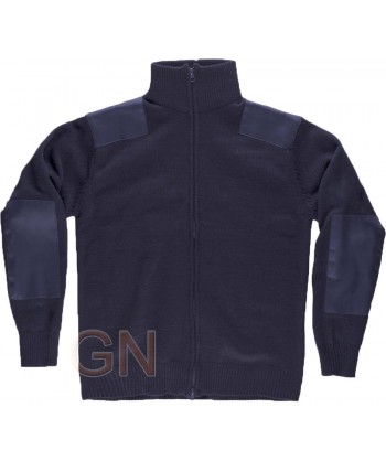 Chaqueta de punto con cierre de cremallera y refuerzos en codos color azul marino