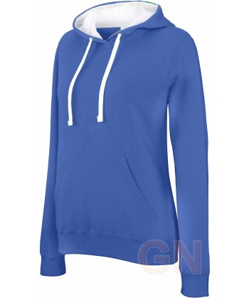 Sudadera bicolor con capucha de señora