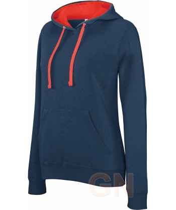Sudadera bicolor con capucha de señora