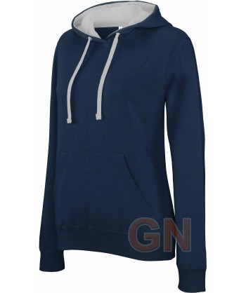 Sudadera bicolor con capucha de señora