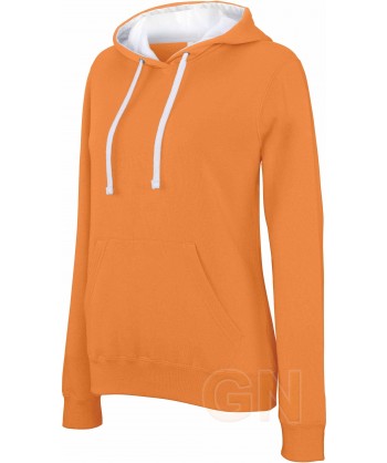 Sudadera bicolor con capucha de señora