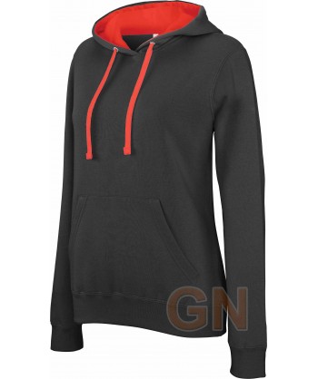 Sudadera bicolor con capucha de señora