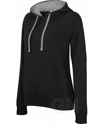 Sudadera bicolor con capucha de señora