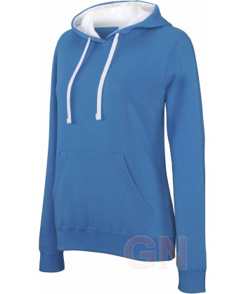Sudadera bicolor con capucha de señora