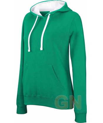 Sudadera bicolor con capucha de señora