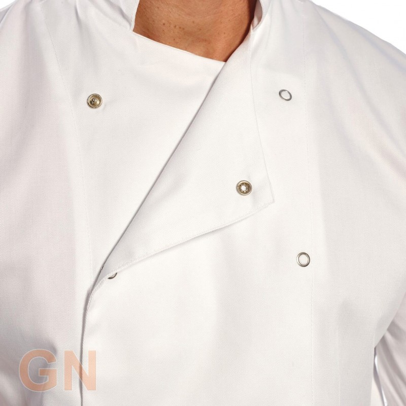 Chaqueta de cocina de manga larga con cierre de corchetes