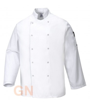 Chaqueta de cocina de manga larga con cierre de corchetes
