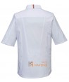 Chaqueta unisex de cocina de manga corta con espalda transpirable y corchetes