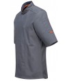 Chaqueta unisex de cocina de manga corta con espalda transpirable y corchetes