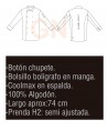 Chaqueta de cocina de algodón egipcio y espalda en tejido Coolmax color blanco