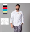 Chaqueta de cocinero con la espalda transpirable y manga tres cuartos color blanco