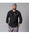 Chaqueta de cocinero con la espalda transpirable y manga tres cuartos color negro