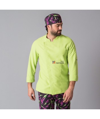 Chaqueta de cocinero con la espalda transpirable y manga tres cuartos color pistacho