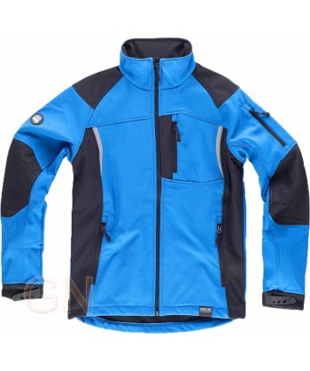 Chaqueta con tejido Softshell de triple capa celeste/negra