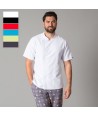 Chaqueta de cocinero de microfibra de manga corta y con la espalda transpirable  color blanco
