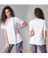Chaqueta de cocinera de microfibra de manga corta y con la espalda transpirable  color blanco