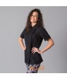 Chaqueta de cocinera de microfibra de manga corta y con la espalda transpirable  color negro