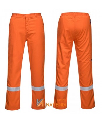 Pantalón ignífugo y anti arco con cintas reflectantes color naranja (330 gr)
