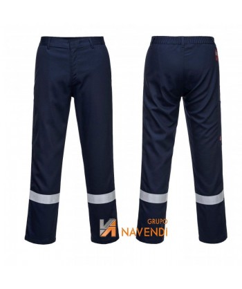 Pantalón ignífugo y anti arco con cintas reflectantes color marino (330 gr)