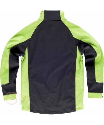 Chaqueta con tejido Softshell de triple capa negra/verde fluor