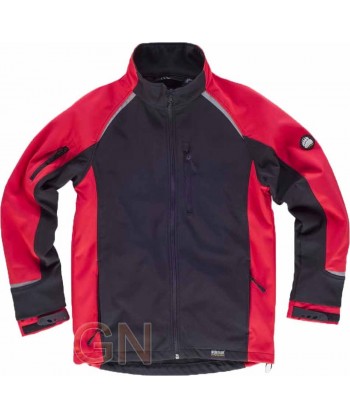 Chaqueta con tejido Softshell de triple capa negra/roja fluor
