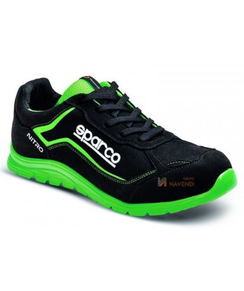 Zapato de seguridad Nitro de Sparco S3 SRC color negro/verde alta visibilidad