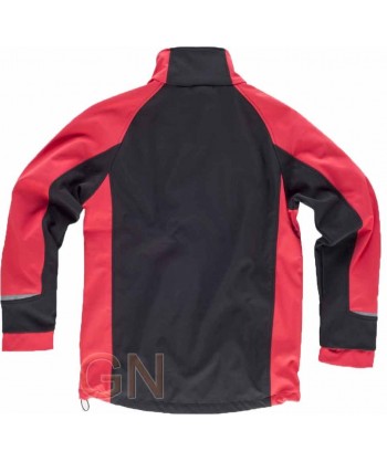 Chaqueta con tejido Softshell de triple capa negra/roja fluor