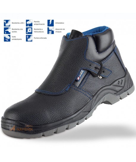 Bota de seguridad especial soldadura con hebilla de fácil desprendimiento.