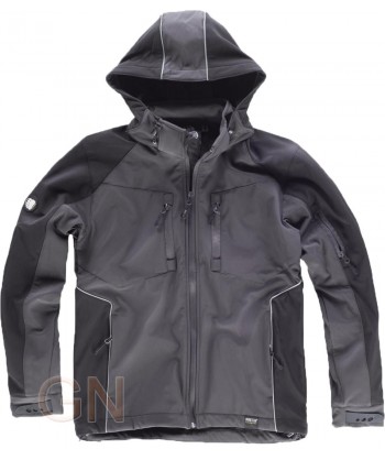 Chaqueta con tejido Softshell con capucha gris oscuro/negro
