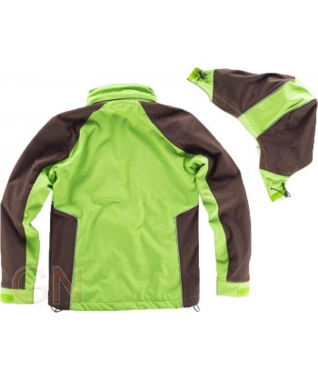 Chaqueta con tejido Softshell con capucha  verde lima/marrón