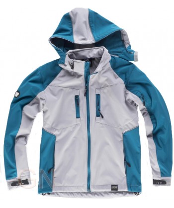 Chaqueta con tejido Softshell con capucha gris claro/azafata