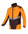 Chaqueta naranja de alta visibilidad con refuerzos y cintas reflectantes segmentadas