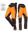 Pantalón naranja de alta visibilidad con refuerzos y cintas reflectantes segmentadas