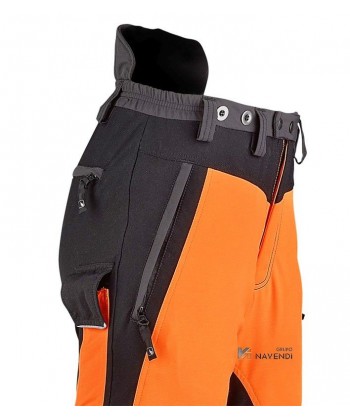 Pantalón naranja de alta visibilidad con refuerzos y cintas reflectantes segmentadas