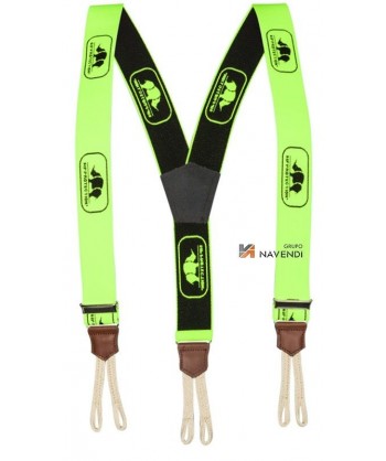Tirantes con presillas para botones en pantalones de motosierra