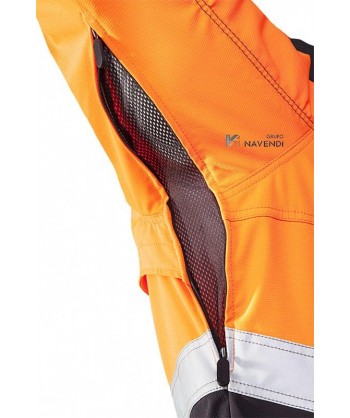 Chaqueta de alta visibilidad con refuerzos  para motosierras clase 2 con protección adicional en el abdomen