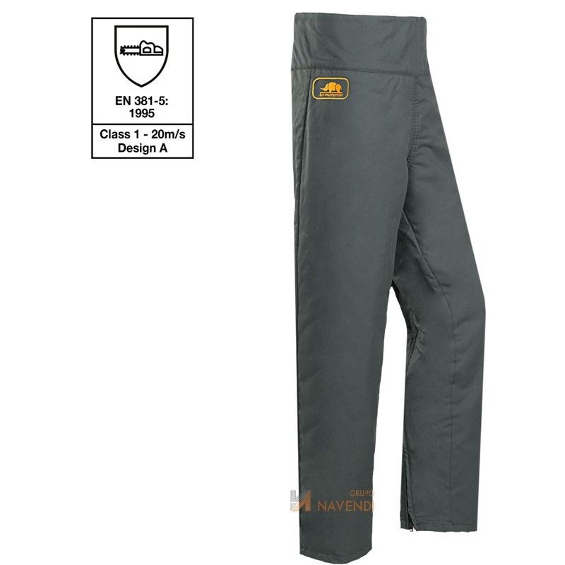 Cubre pantalón anticorte para motosierras con cremalleras, clase 1 tipo A