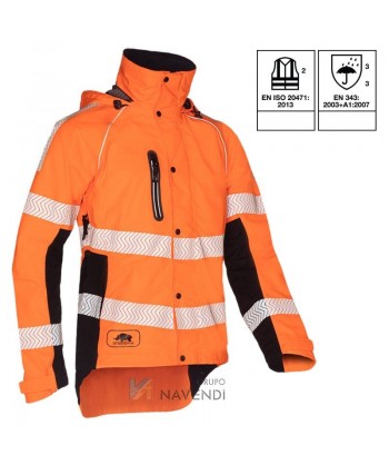 Chubasquero técnico de alta visibilidad especial para podadores y arboricultura