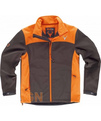 Cazadora softshell especial caza marrón /naranja A.V.