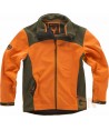 Cazadora softshell especial caza naranja A.V./verde caza