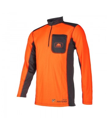 Camiseta de manga larga de media cremallera con bolsillo para motoserristas y podadores