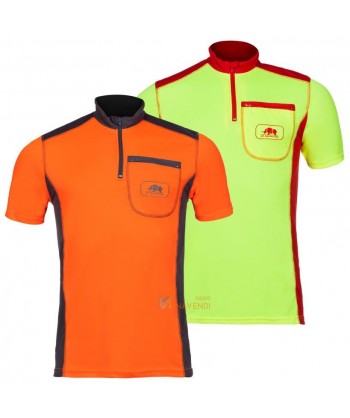 Camiseta de manga corta de media cremallera con bolsillo para podadores y motoserristas